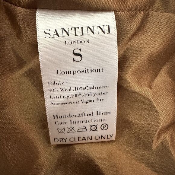 Santinni 'Marlene' Cashmere & Wool Coat in Marrone Size SMALL Womens - Picture 10 of 10